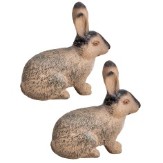 Set de 2 conejos de resina h 4,7 cm para belén Mondo Presepi 2