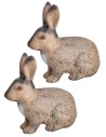 Set de 2 conejos de resina h 4,7 cm para belén Mondo Presepi
