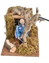 Boscaiolo che taglia albero 12 cm in movimento per presepe