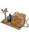 Boscaiolo che taglia albero 12 cm in movimento per presepe