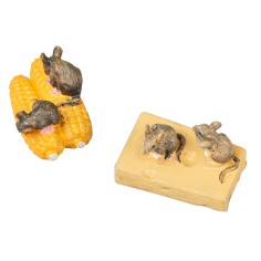 Set of 4 mice with cheese and corn for nativity scene Mondo Presepi 2