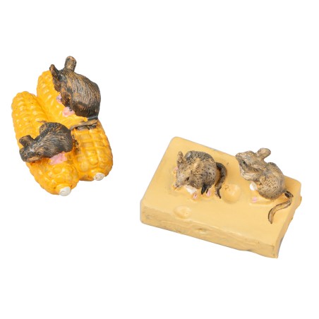 Set de 4 ratoncitos con queso y maíz para belén Mondo Presepi