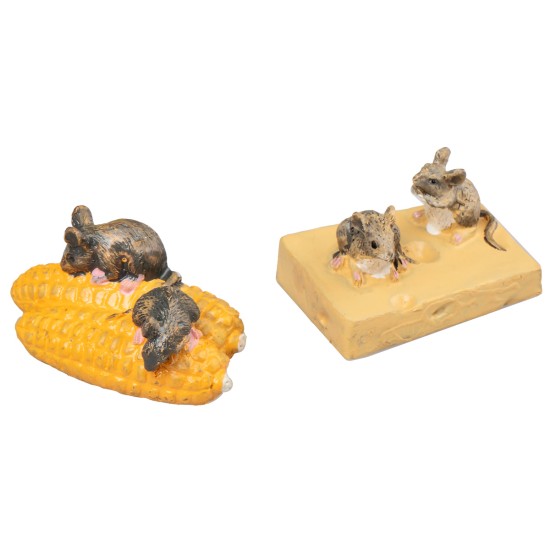 Set of 4 mice with cheese and corn for nativity scene Mondo Presepi