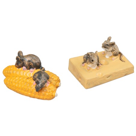Set 4 topolini con formaggio e mais per presepe Mondo Presepi