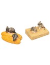 Set of 4 little mice with cheese and corn