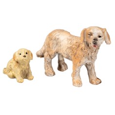 Set due cagnolini in resina per statue da 7-8 cm per presepe