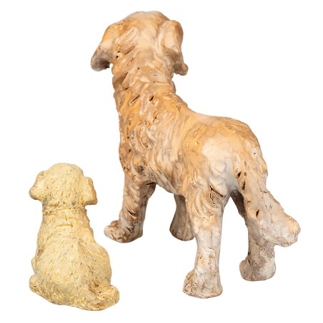 Set of two resin puppies for 7-8 cm nativity scene statues