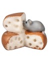 Mouse eating cheese 2.5x1.5x1.8 h for nativity scene