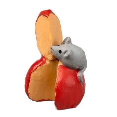 Ratón sobre queso rojo para Belén Ø 2x3 h para belén