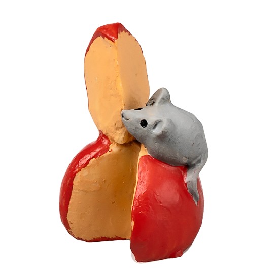 Topolino su formaggio rosso per Presepe Ø 2x3 h per presepe