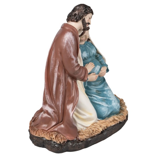 San Giuseppe e Maria incinta in resina dipinta cm 13x9x15 h per