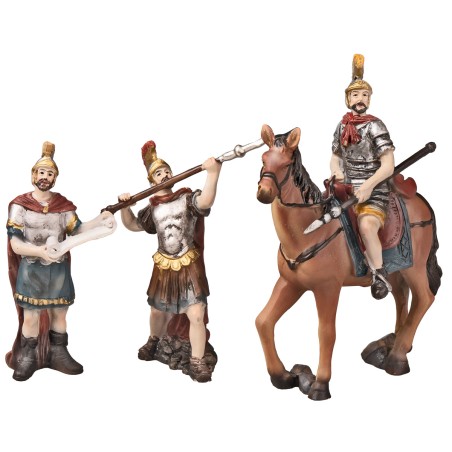 Soldati romani con cavallo in resina serie 10 cm per presepe