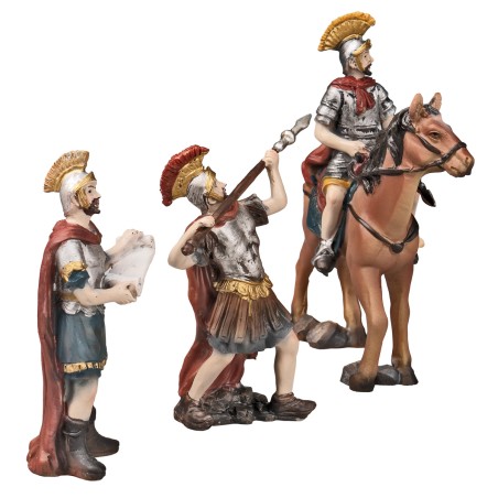 Roman soldiers with horse in resin series 10 cm for nativity scene