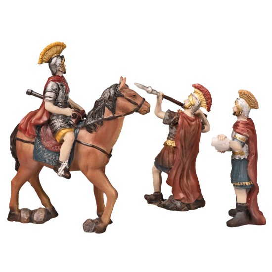 Roman soldiers with horse in resin series 10 cm for nativity scene