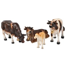 Set tre mucche e un vitellino per statue da 9-10 cm per presepe