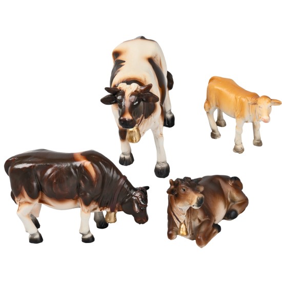 Set of three cows and a calf for 9-10 cm nativity scene statues