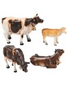Set tre mucche e un vitellino per statue da 9-10 cm per presepe