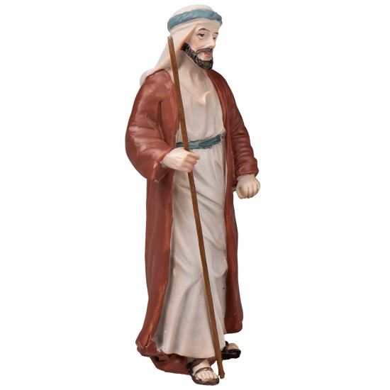 San Giuseppe in resina 10 cm per presepe Mondo Presepi