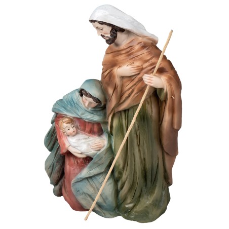 Sacra famiglia in resina dipinta cm 11x6x20 h per presepe Mondo