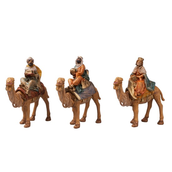 Set of 3 Wise Men on camel series 10 cm Euromarchi for nativity scene