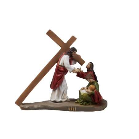 Estatuas de resina 14 estaciones Vía Crucis cm 9 para belén Mundo