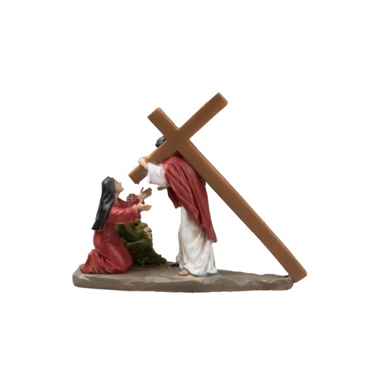 Estatuas de resina 14 estaciones Vía Crucis cm 9 para belén Mundo