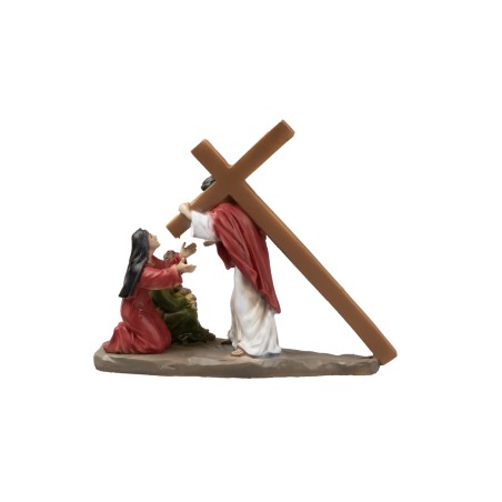 Estatuas de resina 14 estaciones Vía Crucis cm 9 para belén Mundo
