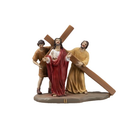 Statue in resina 14 stazioni Via Crucis cm 9 per presepe Mondo