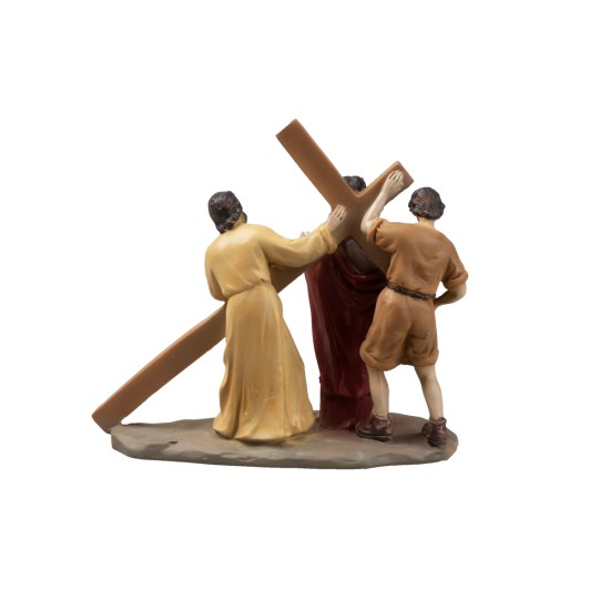 Resin statues 14 stations Way of the Cross 9 cm for Mondo nativity scene