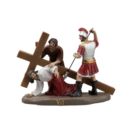 Resin statues 14 stations Way of the Cross 9 cm for Mondo nativity scene