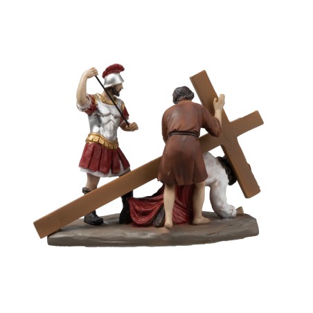 Resin statues 14 stations Way of the Cross 9 cm for Mondo nativity scene