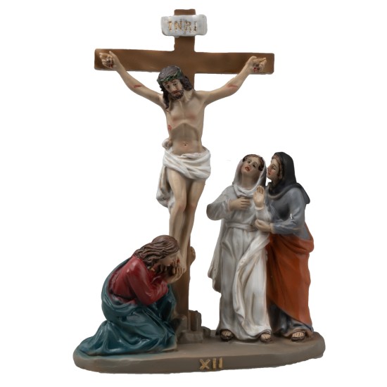 Estatuas de resina 14 estaciones Vía Crucis cm 9 para belén Mundo