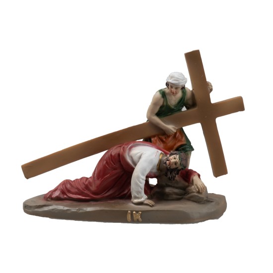 Resin statues 14 stations Way of the Cross 9 cm for Mondo nativity scene