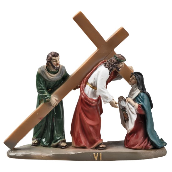 Resin statues 14 stations Way of the Cross 9 cm for Mondo nativity scene