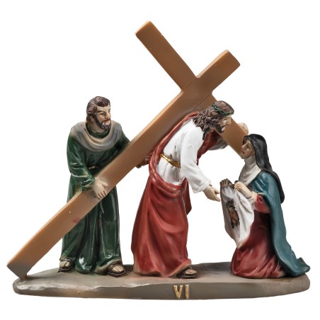 Resin statues 14 stations Way of the Cross 9 cm for Mondo nativity scene