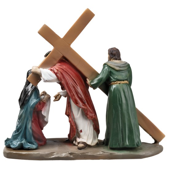 Estatuas de resina 14 estaciones Vía Crucis cm 9 para belén Mundo