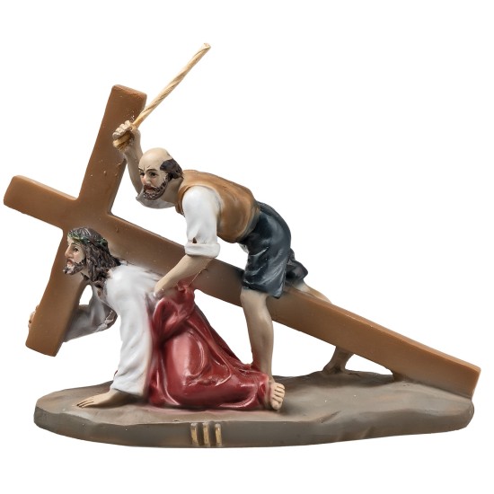 Estatuas de resina 14 estaciones Vía Crucis cm 9 para belén Mundo