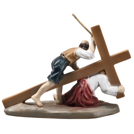 Statue in resina 14 stazioni Via Crucis cm 9 per presepe Mondo