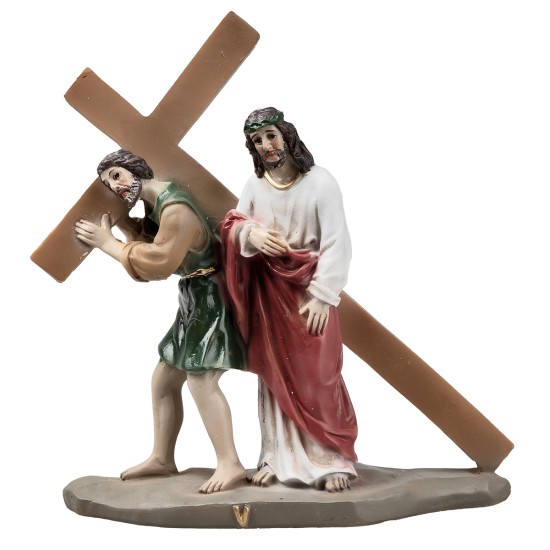Resin statues 14 stations Way of the Cross 9 cm for Mondo nativity scene