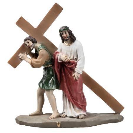 Resin statues 14 stations Way of the Cross 9 cm for Mondo nativity scene