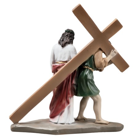 Resin statues 14 stations Way of the Cross 9 cm for Mondo nativity scene