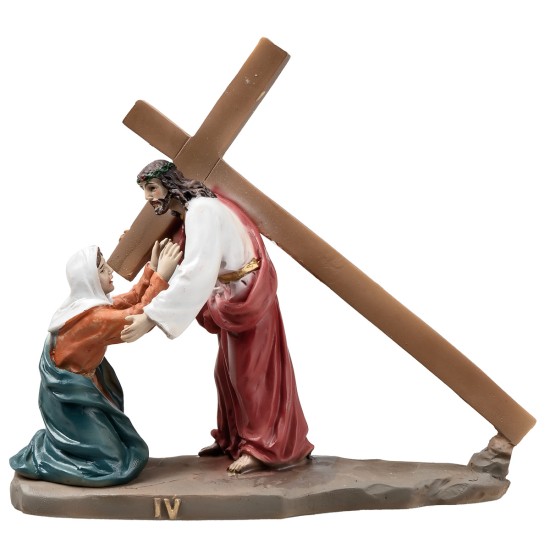 Estatuas de resina 14 estaciones Vía Crucis cm 9 para belén Mundo