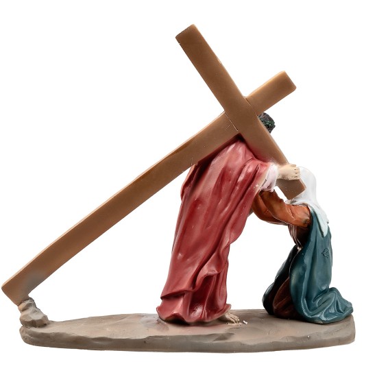 Statue in resina 14 stazioni Via Crucis cm 9 per presepe Mondo