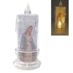 Candela con madonna e led bianco caldo a batterie 11 cm 2