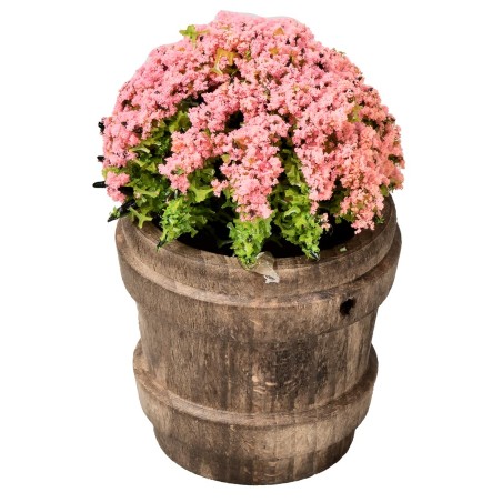 Wooden vase with assorted flowers h 6.7 cm for Mondo nativity scene