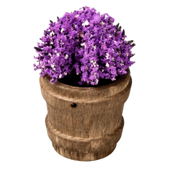 Wooden vase with assorted flowers h 6.7 cm for Mondo nativity scene