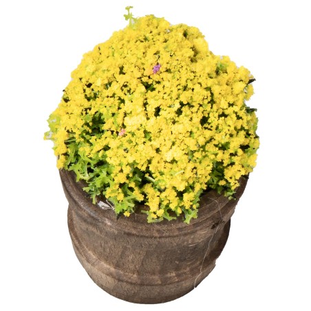 Wooden vase with assorted flowers h 6.7 cm for Mondo nativity scene