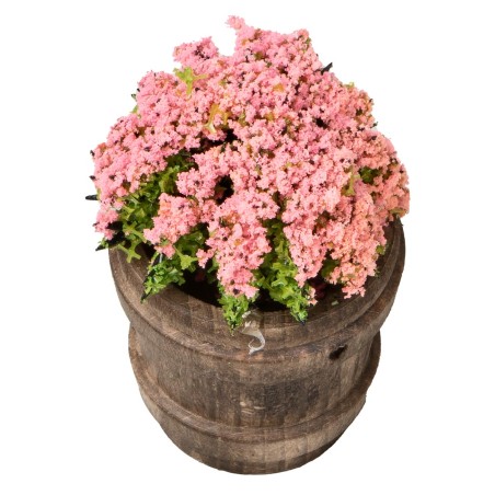 Wooden vase with assorted flowers h 6.7 cm for Mondo nativity scene