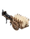 Asino con carro di fieno cm 12x5,5x4,5 h per presepe Mondo