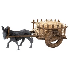 Donkey with cart of straw cm 12x5.5x4.5 h for Mondo nativity scene
